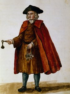 Venditori di chiavi per palchi privati per spettacoli teatrali, acquerello di Giovanni Grevembroch, Italia