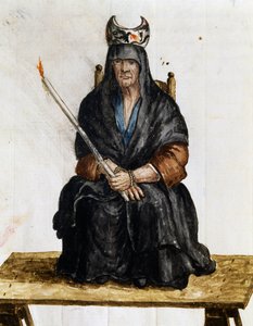 Strega, illustrazione da Costumi dei Veneziani di quasi ogni epoca, diligentemente raccolti e dipinti nel XVIII secolo, Giovanni di Grevembroch (1731-1807)