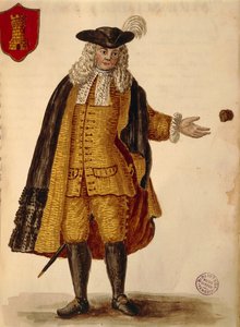 Ambasciatore spagnolo, di Jan van Grevenbroeck o Giovanni Grevembroch, Gli Abiti de Veneziani, da libro illustrato di costumi, acquerello da Jan van Grevenbroeck