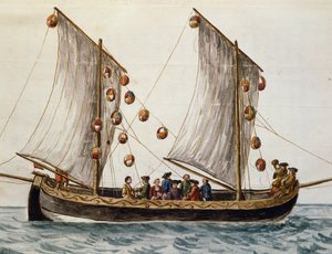 Barca veneziana addobbata per la Festa del Redentore, di Jan Grevenbroeck (1731-1807), acquerello, Italia da Jan van Grevenbroeck