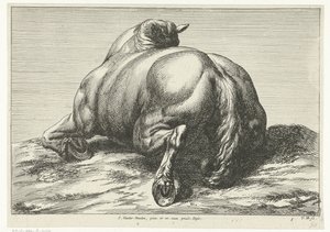 Cavallo caduto visto da dietro da Jan van Huchtenburg
