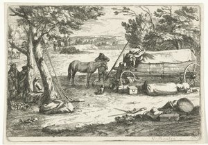 Paesaggio con carro e figure da Jan van Huchtenburg