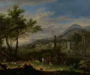 Paesaggio arcadico con pescatori da Jan van Huysum