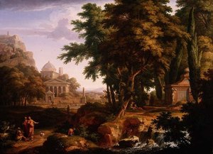 Paesaggio arcadico con San Pietro e San Giovanni che guariscono il paralitico, 1724-25 da Jan van Huysum