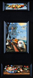 Natura morta - ghirlanda di frutta, vari uccelli, bouquet da Jan van Kessel the Elder
