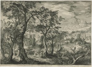 Paesaggio montano con la tentazione di Cristo da Jan van Londerseel