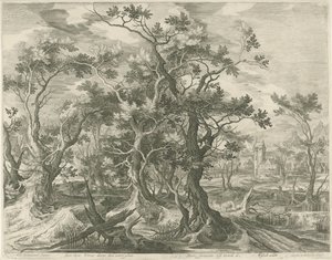 Paesaggio con un profeta di Giuda sbranato da un leone da Jan van Londerseel