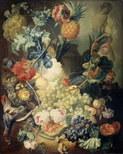 Natura morta con fiori, frutta e uccelli da Jan van Os