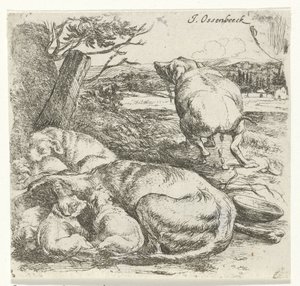 Cagnolina con cuccioli da Jan van Ossenbeeck
