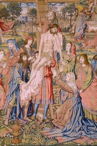 Arazzo Fiammingo. Serie La Passione di Cristo: Discesa dalla Croce (dettaglio) da Jan van Roome