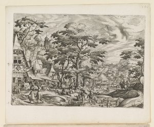 Paesaggio con scena di villaggio da Jan van and Doetechum Lucas van and Bol Hans Doetechum the elder