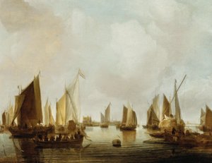 Olandese: Navi in un estuario Un porto di mare