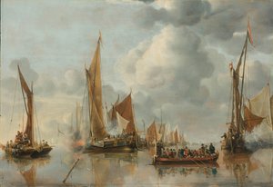 La flotta di casa che saluta la barca di stato