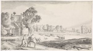 Contadino con cavallo da soma su una strada di campagna da Jan van de Velde (II)