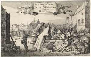 Figure presso una bancarella di verdure in un mercato (Paesaggi) da Jan van de Velde (II)