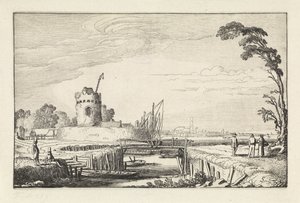 Figure presso un porto e una torre da Jan van de Velde (II)