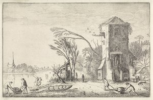 Figure in un paesaggio invernale con una torre da Jan van de Velde (II)