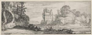 Vista su una rovina di una casa vicino a un muro da Jan van de Velde (II)