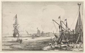 Molo con pescatori che tirano le reti da Jan van de Velde (II)