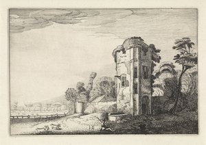 Pastore vicino a una torre con un pozzo (Landschappen, Amenissimae aliquot requculae) da Jan van de Velde (II)