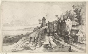 Paesaggio costiero con un mulino ad acqua (Zeegezichten) da Jan van de Velde (II)