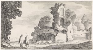 Paesaggio con rovina e due cavalieri da Jan van de Velde (II)