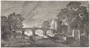 Veduta del fiume al tramonto