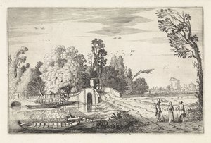 Paesaggio fluviale con un ponte di pietra da Jan van de Velde (II)