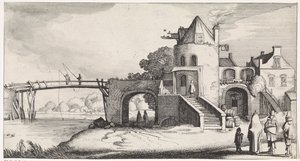 Casello con ponte di legno sul fiume