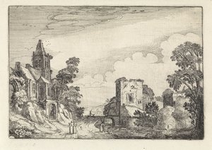 Torre e una chiesa in un paesaggio da Jan van de Velde (II)