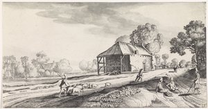 Bivio presso un mulino ad acqua (Playsante lantschappen ende vermakelycke gesichten) da Jan van de Velde (II)