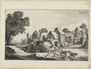 Mandria di bovini in un guado vicino a un mulino ad acqua da Jan van de Velde II