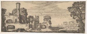 Paesaggio fluviale con rovine di un castello da Paesaggi e Rovine