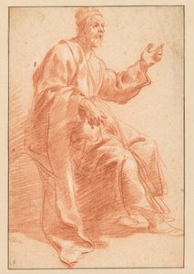 Vecchio seduto con mano sinistra alzata da Jan van den Bergh