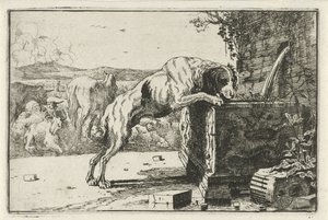 Cane presso una fontana da Jan van den Hecke