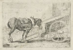 Cavallo vicino a un carro (serie Zoographiam)