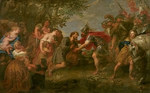 Giacobbe incontra suo fratello Esaù da Jan van den Hoecke
