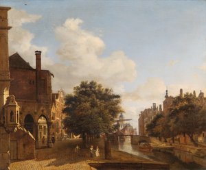Fantasia architettonica, con il vecchio municipio, Amsterdam c.1667-72 da Jan van der Heyden