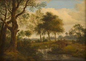 Paesaggio con bagnanti da Jan van der Heyden