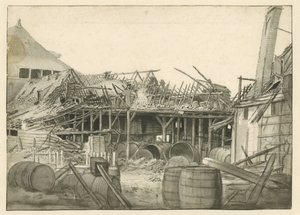 Resti di un magazzino bruciato da Jan van der Heyden