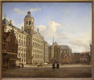La diga con il nuovo municipio di Amsterdam da Jan van der Heyden