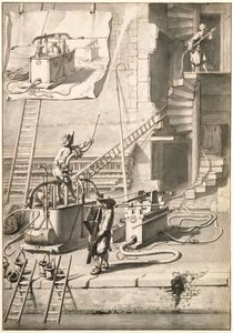 Confronto tra le vecchie pompe antincendio e la pompa antincendio di Van der Heyden da Jan van der Heyden