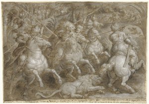 Caccia ai leoni persiani (serie Jachtpartijen, parte 2) da Jan van der Straet