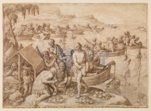 Immersione perle, c.1596 da Jan van der Straet