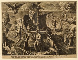 Ferdinandes Magalanes Lusitanus, tavola 4 da "Americae Retectio" da Jan van der Straet, called Stradanus