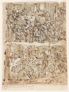 Quattro scene della vita di San Giovanni Battista, disegni preliminari per una serie di stampe (recto e verso)