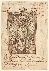 Pagina di un taccuino: Trofeo militare da Jan van der Straet, called Stradanus