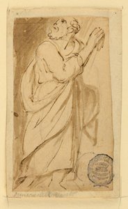 Pagina di un libro di disegni; Uomo anziano in abiti classici da Jan van der Straet, called Stradanus