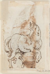 Pagina di un Libro di Disegni; Studio per un Dipinto di Santa Maddalena; Uno Stallone