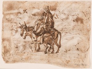 Pagina di un taccuino; Fuga in Egitto; Crocifissione da Jan van der Straet, called Stradanus